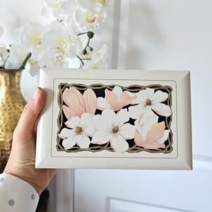 Vintage Otagiri Lacquer Mirror Music Jewelry Box – Magnolia | “Waltz of Flowers”